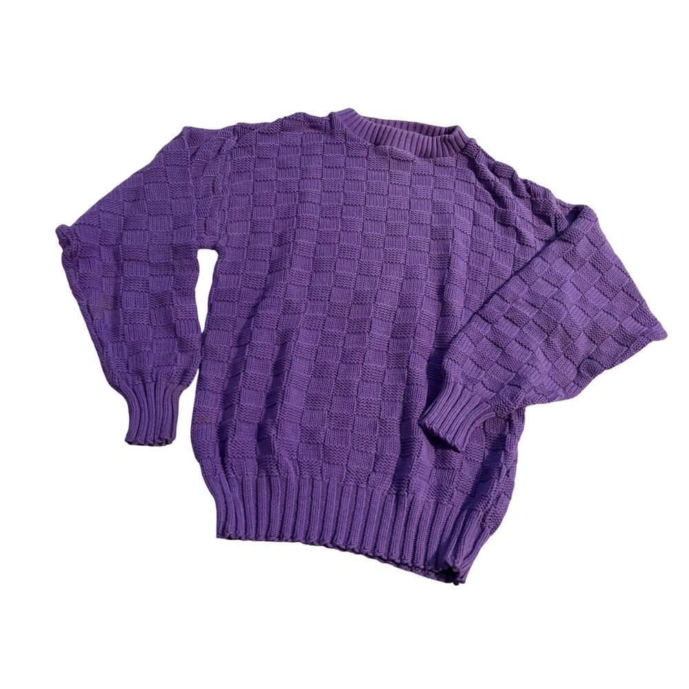 Brooks Brothers Brooksgate Sweater Basketweave Knit Purple Cotton Crewneck Small